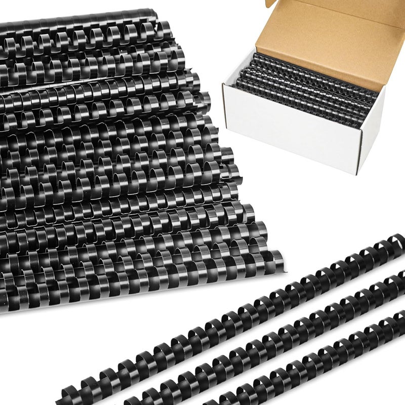 HDFCLUP 100 Pack Plastic Binding Combs, 5/8 Inch Diameter,120 Sheet Capacity, Letter Size, 21 Ring Black Comb Binding Spines for Notebook Calendar Picture Album (5/8 in, Black) - Image 1